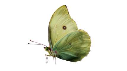 Yellow and green butterfly 3D illustration with vibrant wings and natural details on white background