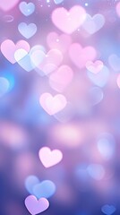 Fototapeta premium Bokeh heart backgrounds purple light.