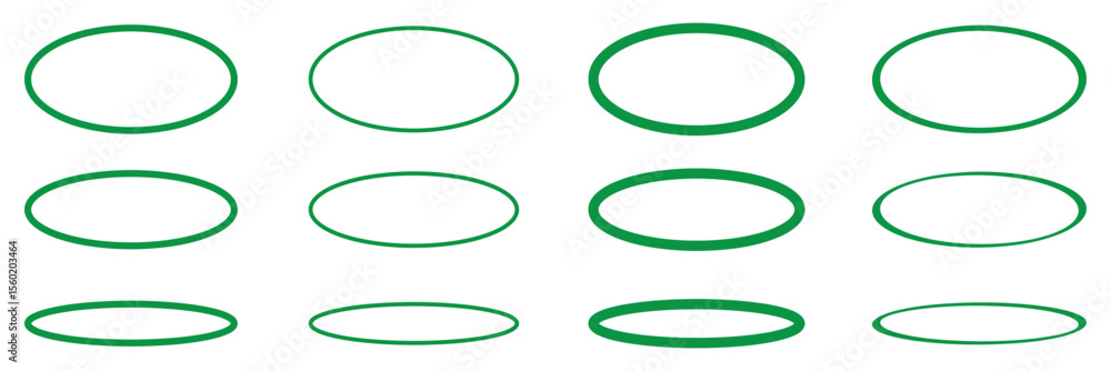 Poster set of doodle ellipses. scribble ovals, marker round elements. hand drawn circles line sketch. doodl