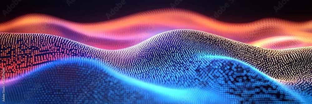 Poster elegant abstract digital tech background with soft waves and delicate neon lighting effects design