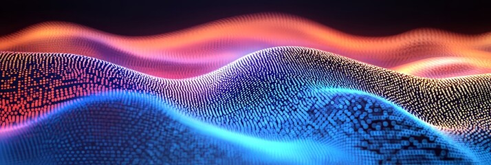 Elegant Abstract Digital Tech Background with Soft Waves and Delicate Neon Lighting Effects Design