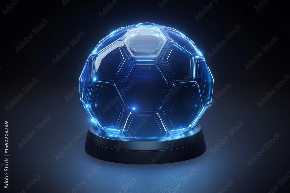 Poster futuristic glow with abstract geometrical shape, hexagon pattern, and force field effect display
