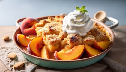 peach cobbler peaches cobbler peach cobbler with whipped cream