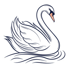 Fototapeta premium Elegant Swan Gliding Vector – Graceful Bird Illustration on White 4K Background