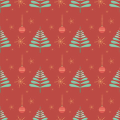 Seamless pattern of Scandinavian folk art style Christmas ornament