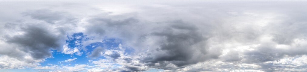 Overcast sky panorama on rainy day with Nimbostratus clouds in seamless spherical equirectangular...