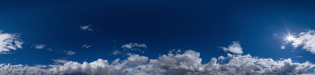 Seamless cloudy blue sky hdri panorama 360 degrees angle view with zenith and beautiful clouds for...