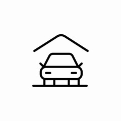 car under shelter icon sign vector