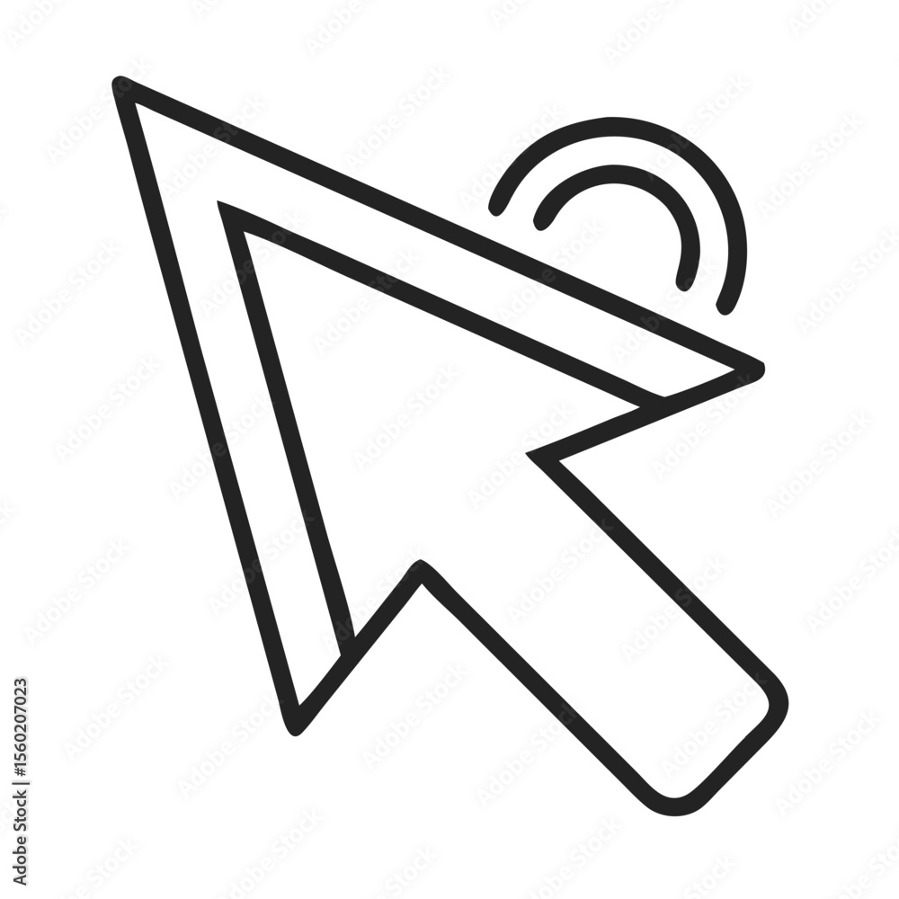 Poster stylized click cursor icon in minimalistic black and white design.