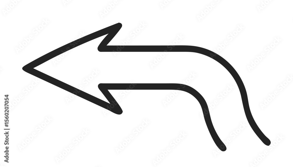 Poster stylized left arrow icon symbolizing direction or return action.