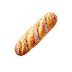 Isolated Baguette Bread without Background with Crust Texture and Rustic Golden Finish