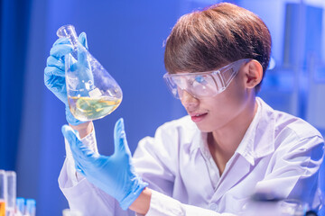 Science students analyze biochemical samples in the advanced science laboratory. Biotechnology research in the science laboratory.