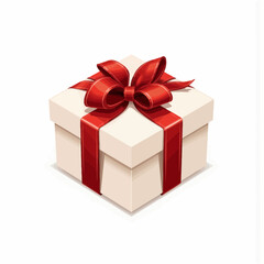 Fototapeta premium Gift box with red ribbon on white background 