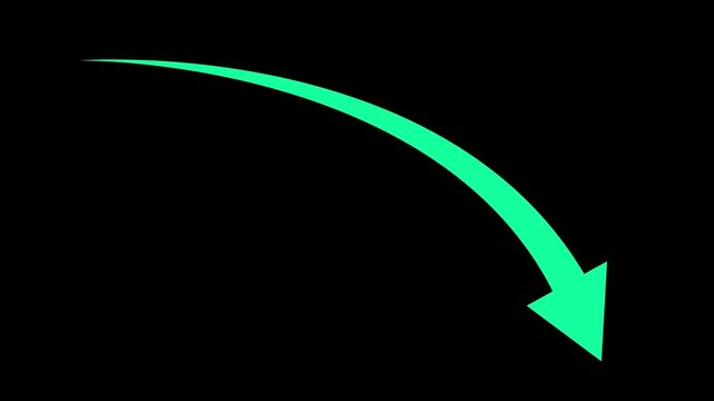 Down Business Graph &ndash; Green Curve Arrow Animation  Economic Regression Visual
