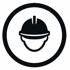 Obraz premium Construction worker icon with hard hat in circular design 