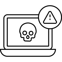 Cyber Line Icon – Digital Technology, Cyber World, and Network Security Symbol