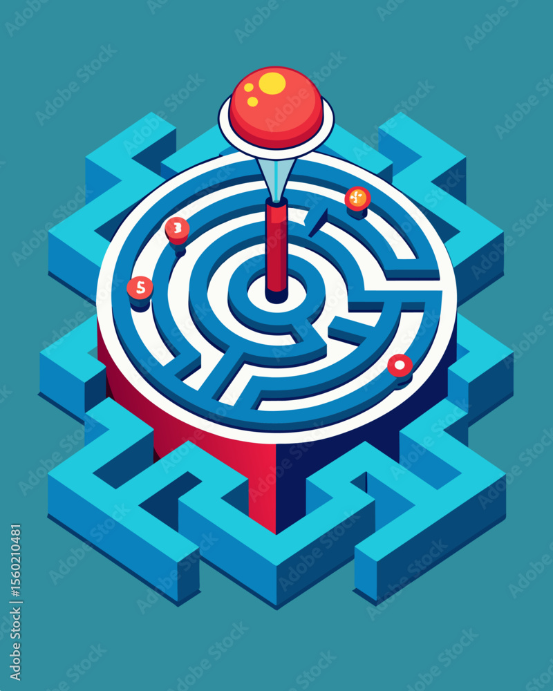 Poster a maze with multiple paths representing the intricate web of mind control tactics used by the govern
