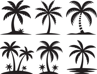 Palm tree silhouette tropical beach vector illustration