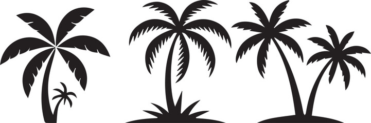 Palm tree silhouette tropical beach vector illustration