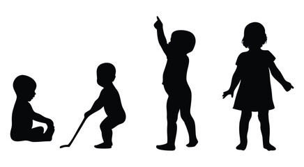 Baby and Toddler Development Milestones Silhouette Set