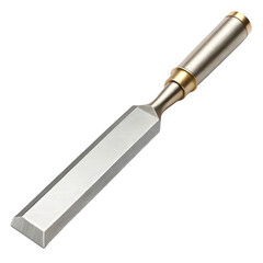 3D Chisel carving tool rendered in metallic finish and isolated on white background