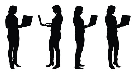 Business Women with Laptops Silhouette Collection