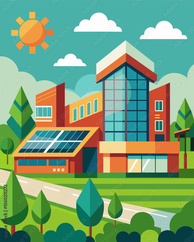 Aufkleber a progressive school campus its buildings featuring innovative vertical gardens each one enhanced wi