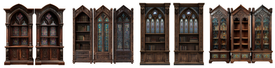 Gothic Bookcases Collection: Dark Academia Style Display Cabinets