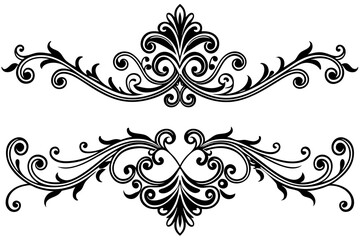 Vintage Decorative Divider with Ornate Swirls and Elegant Line Art for Classic Graphic Design Projects