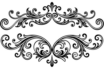 Vintage Decorative Divider with Ornate Swirls and Elegant Line Art for Classic Graphic Design Projects