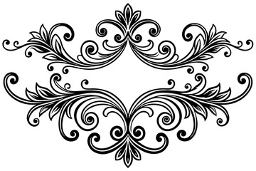 Vintage Decorative Divider with Ornate Swirls and Elegant Line Art for Classic Graphic Design Projects