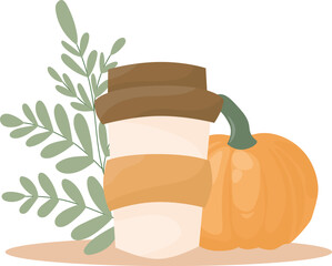 Autumn set, cute hand drawn seasonal objects. Flat style vector illustration