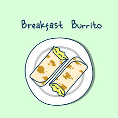 American Breakfast flatlay perspective handdrawn