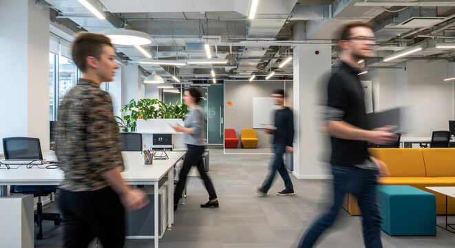 Modern Office Workers in Motion