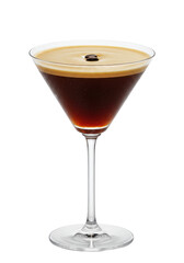 Espresso cocktail in a martini glass with coffee bean garnish