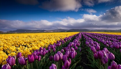 Fototapeta premium purple and yellow tulips