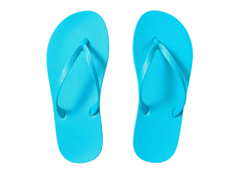 A pair of blue flip flops isolated on transparent background