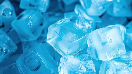 Refreshing ice cubes glisten in a cool arrangement. Close-up photo