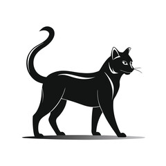 Elegant Black Cat Silhouette Vector Illustration of a Feline