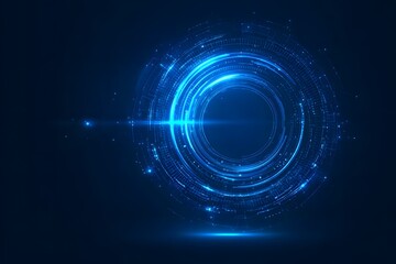 Obraz premium Abstract futuristic blue background with glowing digital elements and circuit board