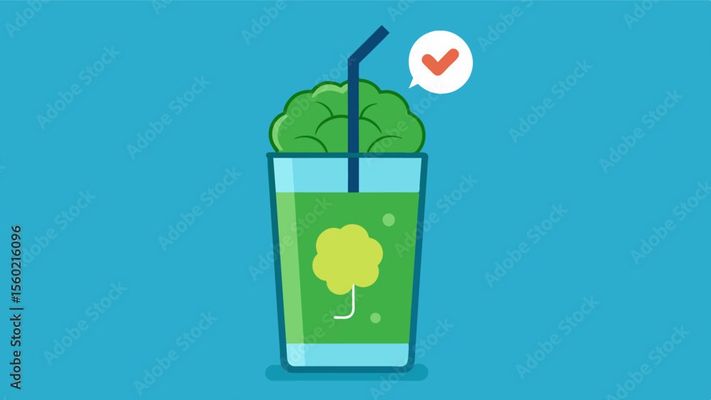 Poster a glass of green smoothie with a brain fuel label on it emphasizing the importance of nutrientdense 