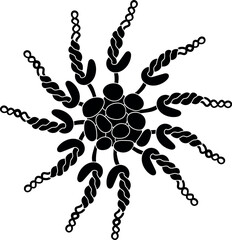 Scheme of tuft of pharyngeal nephridia with blood glands of Pheretima earthworm for biology lesson. Diagram of excretory system of earthworm