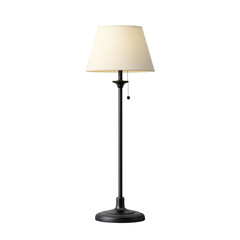 Black lamp, metal base, beige lampshade, modern, home decor, isolated, transparency background