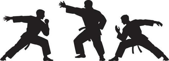 Karate Fighter Vector – Martial Arts Pose Silhouette Illustration