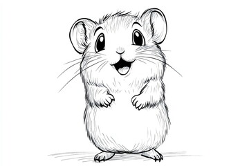 Cute hamster coloring page featuring a happy and playful rodent design for fun activities