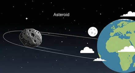 Illustration Asteroid Floating in Space