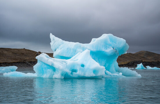 Icebergs in Jokulsarlon glacial lagoon in Iceland.