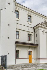 Detail of modern residential flat apartment building exterior. Fragment of new luxury house and...