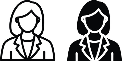Businesswoman Avatar Icon – Female Professional Symbol for Corporate, Career, and Office Use