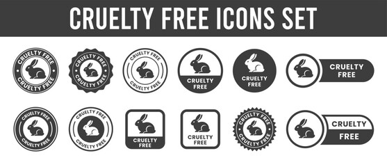 Cruelty Free label, logo, badge, icon, sticker, symbol, emblem, stamp, green, line, flat vector, isolated illustration. Cruelty free not tested on animals label for product packaging design